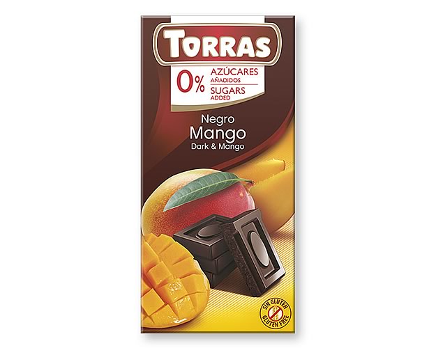 Torras No Added Sugar Dark Chocolate Bar Mango 75 g