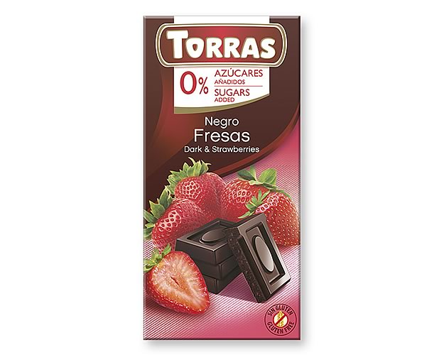 Torras No Added Sugar Dark Chocolate Bar with Strawberry 75 g